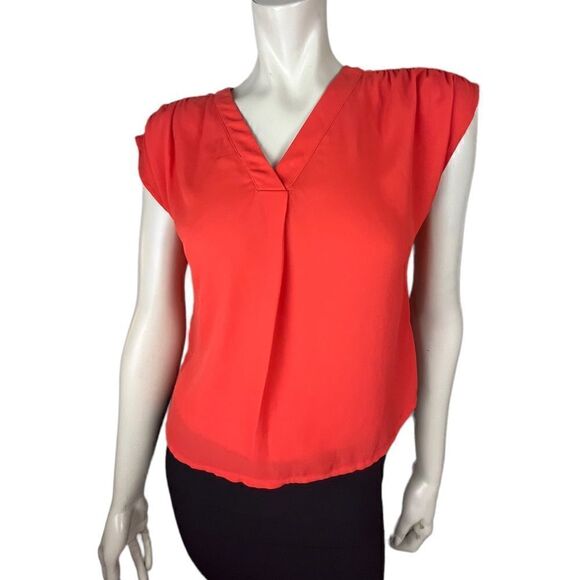 NWT Ann Taylor Orange V-Neck Top with Capped Sleeves Size XXSP - Picture 3 of 8